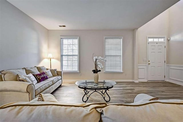 living room featuring hardwood / wood-style floors