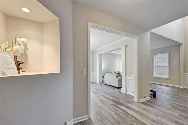 hallway featuring light wood-type flooring