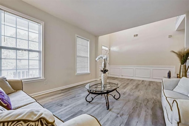 living room featuring light hardwood / wood-style flooring