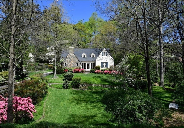 view of front of home featuring a front yard