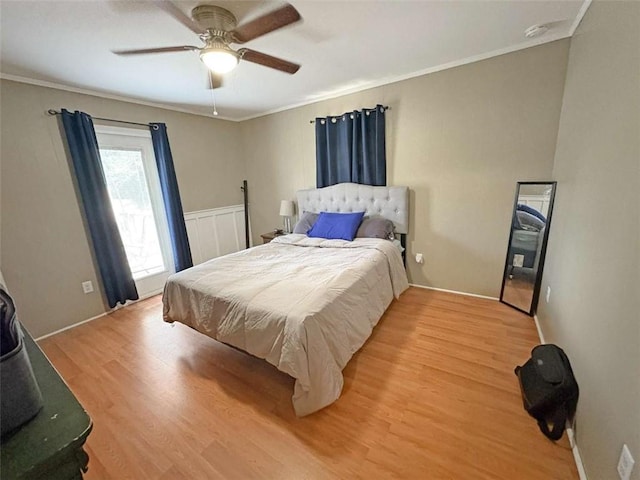 1146 Nelson St, Jackson, GA 30233 - bedroom featuring crown molding, light wood-type flooring, and ceiling fan