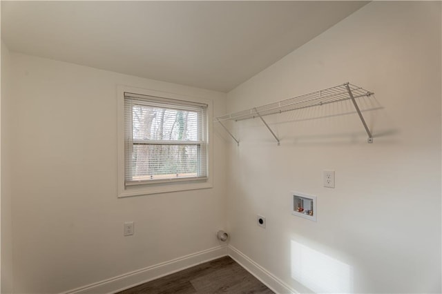 laundry area with washer hookup, dark hardwood / wood-style flooring, and hookup for an electric dryer