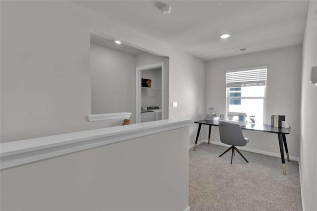 2766 Aralynn Way, College Park, GA 30337 - office space with washer and dryer, light colored carpet, baseboards, and recessed lighting