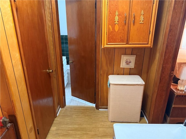 hall featuring light wood-style flooring