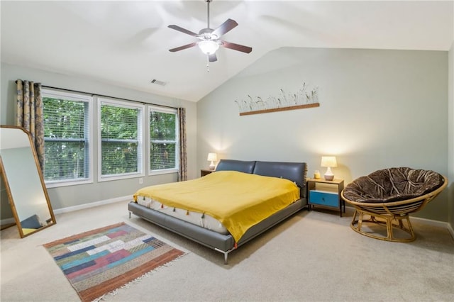 4266 Suwanee Brook Ct, Buford, GA 30518 - bedroom featuring carpet floors, lofted ceiling, baseboards, and ceiling fan