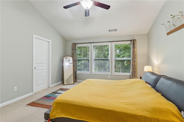 4266 Suwanee Brook Ct, Buford, GA 30518 - bedroom featuring light carpet, lofted ceiling, baseboards, and ceiling fan
