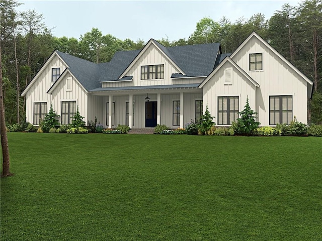 165 Highlands Chase, Ball Ground, GA 30107 - modern farmhouse with a porch, board and batten siding, and a front lawn