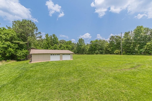 7928 S Giles Rd, Douglasville, GA 30135 - view of grassy yard featuring a garage and an outbuilding