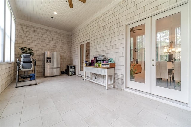 view of patio / terrace with french doors and ceiling fan