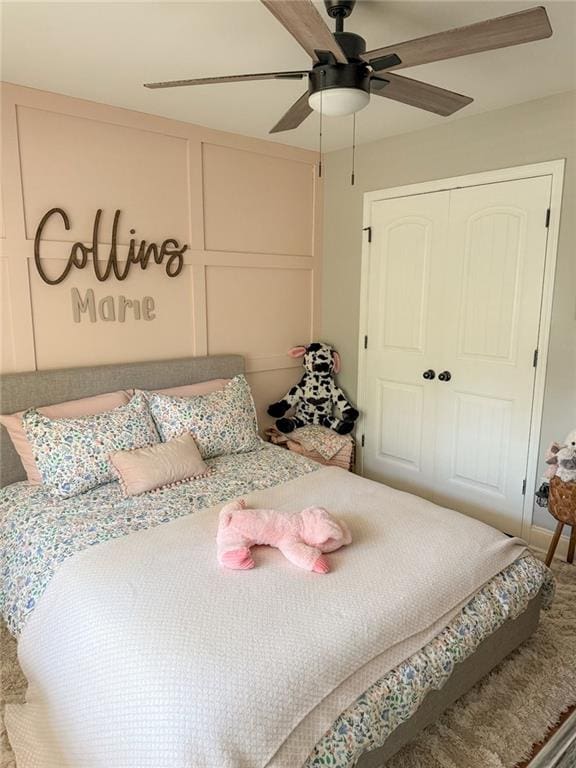 45 Albright Ct, Commerce, GA 30529 - bedroom with a closet, ceiling fan, and a decorative wall
