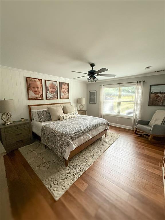 45 Albright Ct, Commerce, GA 30529 - bedroom with ceiling fan and wood finished floors