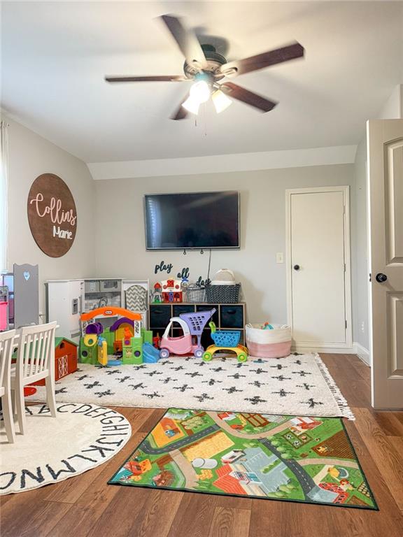 45 Albright Ct, Commerce, GA 30529 - recreation room with a ceiling fan and wood finished floors