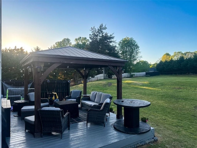 45 Albright Ct, Commerce, GA 30529 - exterior space with a gazebo, a yard, a fenced backyard, and an outdoor living space