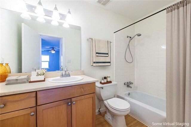 1150 Collier Rd NW Unit G8, Atlanta, GA 30318 - bathroom featuring vanity, shower / tub combo with curtain, and wood finished floors