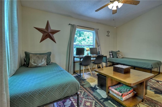 276 Pine Ridge Rd, Ellijay, GA 30536 - bedroom with an office area and ceiling fan