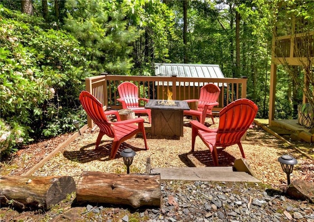 276 Pine Ridge Rd, Ellijay, GA 30536 - view of patio featuring an outdoor fire pit
