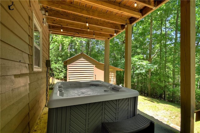 276 Pine Ridge Rd, Ellijay, GA 30536 - view of patio / terrace with a hot tub