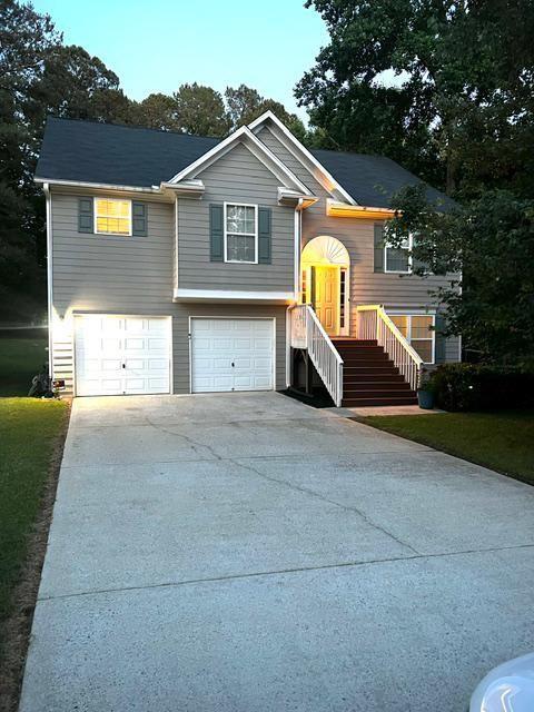 raised ranch with a garage