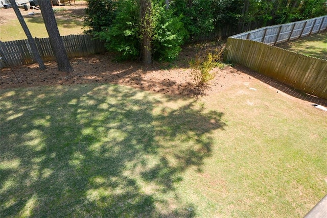 view of yard featuring a fenced backyard