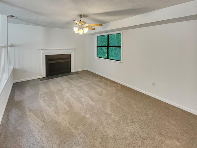 320 Rebecca Lake Way, Fairburn, GA 30213 - unfurnished living room featuring carpet floors, a ceiling fan, and baseboards