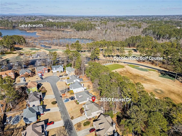3850 Laurel Dr NW, Acworth, GA 30101 - aerial view of property and surrounding area with a nearby body of water, nearby suburban area, and a golf club