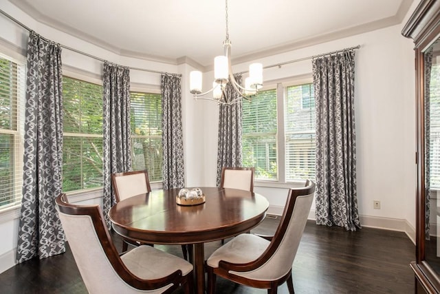 1216 Virginia Ct NE Unit 8, Atlanta, GA 30306 - dining room with a chandelier, baseboards, and dark wood finished floors