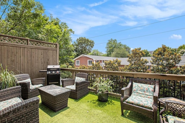 1216 Virginia Ct NE Unit 8, Atlanta, GA 30306 - wooden deck with area for grilling, a yard, and an outdoor living space