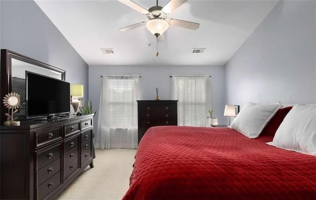 6038 Mayfield Way SE, Mableton, GA 30126 - bedroom with light colored carpet, a ceiling fan, and vaulted ceiling