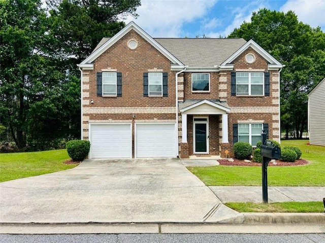 5848 Rex Ridge Loop, Rex, GA 30273 - view of front of home with brick siding, driveway, a front lawn, and an attached garage