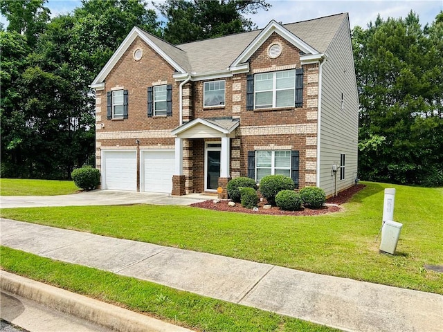 5848 Rex Ridge Loop, Rex, GA 30273 - view of front of property featuring concrete driveway, brick siding, a garage, and a front lawn