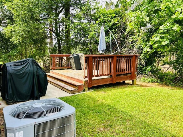 5848 Rex Ridge Loop, Rex, GA 30273 - wooden deck with central AC and a lawn