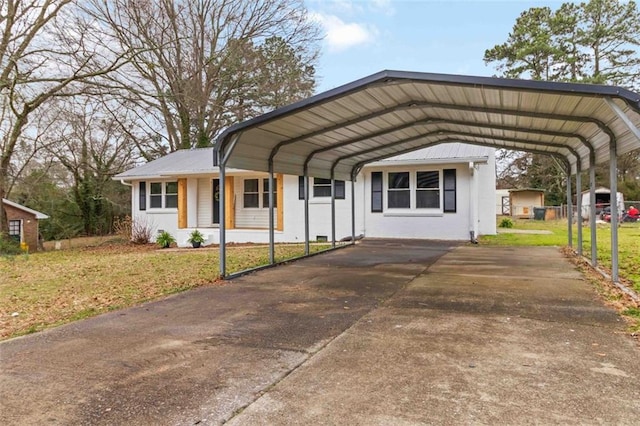 exterior space featuring a carport