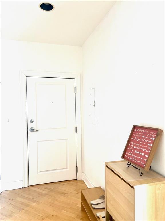 entryway featuring light wood finished floors