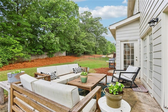 view of patio with an outdoor living space