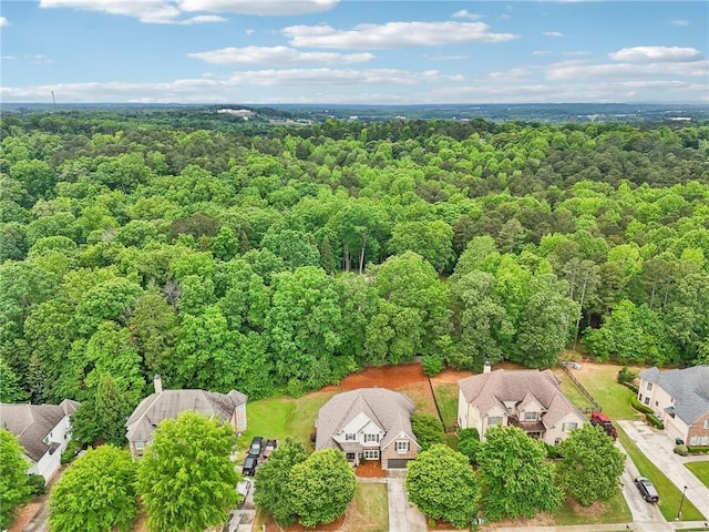 aerial perspective of suburban area with a forest
