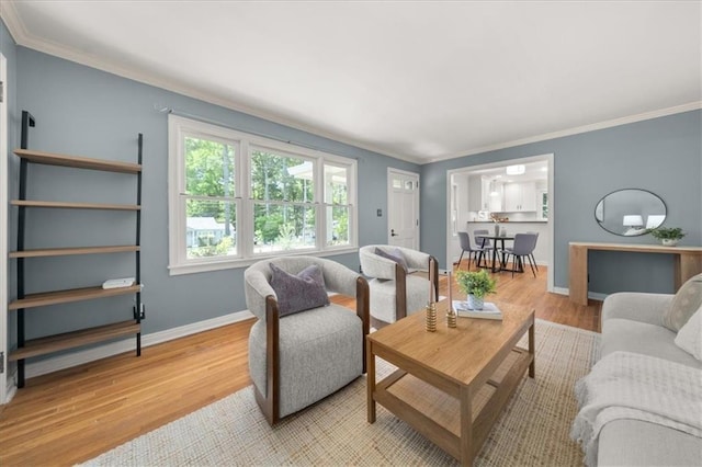 2272 Desmond Dr, Decatur, GA 30033 - living room featuring light wood-type flooring, baseboards, and ornamental molding