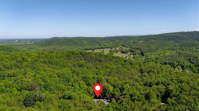 aerial view of a heavily wooded area