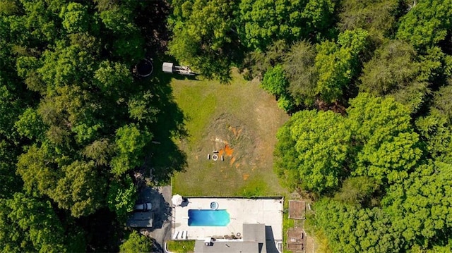 aerial view of a pool area