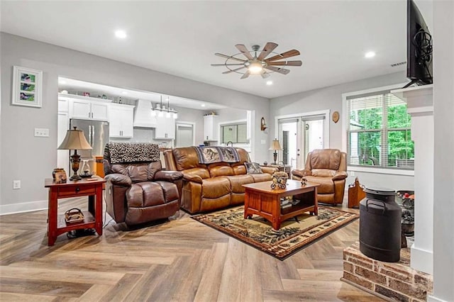 1505 Willis Rd, Barnesville, GA 30204 - living area featuring ceiling fan and recessed lighting