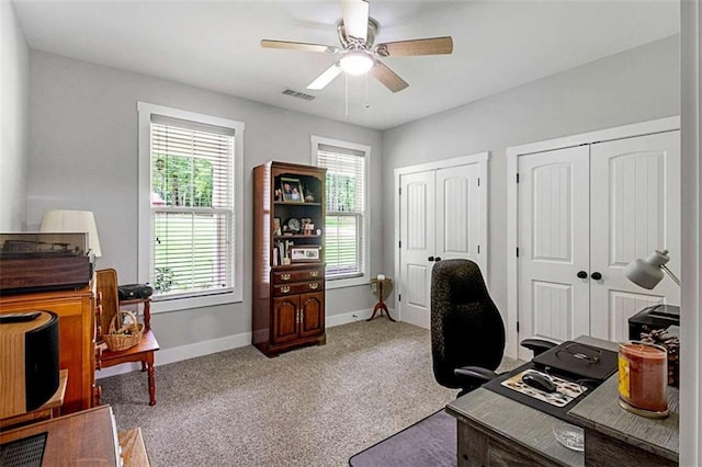 1505 Willis Rd, Barnesville, GA 30204 - office featuring carpet and a ceiling fan