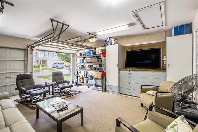 3198 Liberty Commons Dr, Kennesaw, GA 30144 - living area featuring attic access, carpet flooring, and a garage