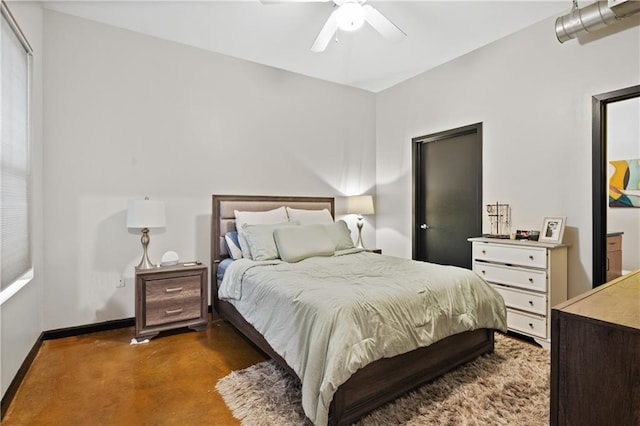 bedroom featuring ceiling fan