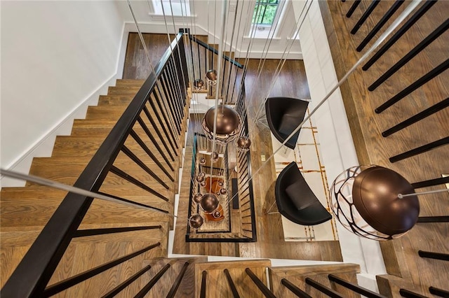 staircase featuring wood finished floors