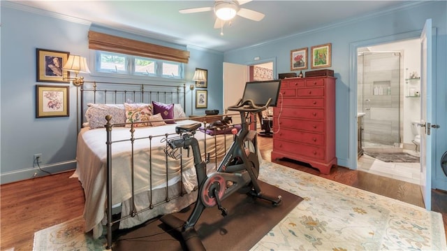 657 E Paces Ferry Rd NE, Atlanta, GA 30305 - bedroom with crown molding, wood finished floors, and ensuite bath