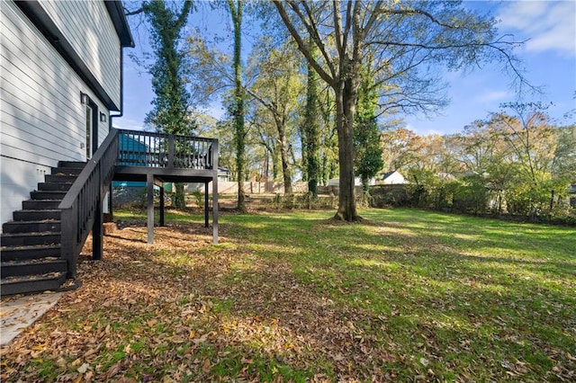 view of yard featuring a deck