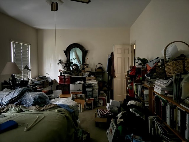 miscellaneous room with carpet floors and ceiling fan