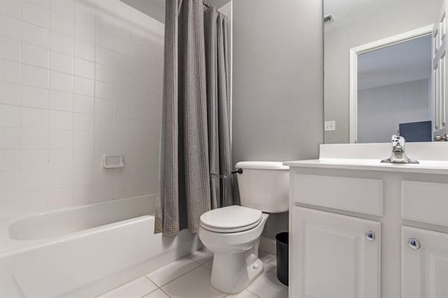 4765 Silver Leaf Dr, Cumming, GA 30040 - full bathroom featuring tile patterned floors, vanity, and shower / tub combo with curtain