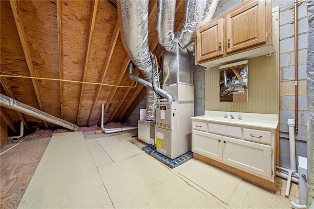 attic with a sink