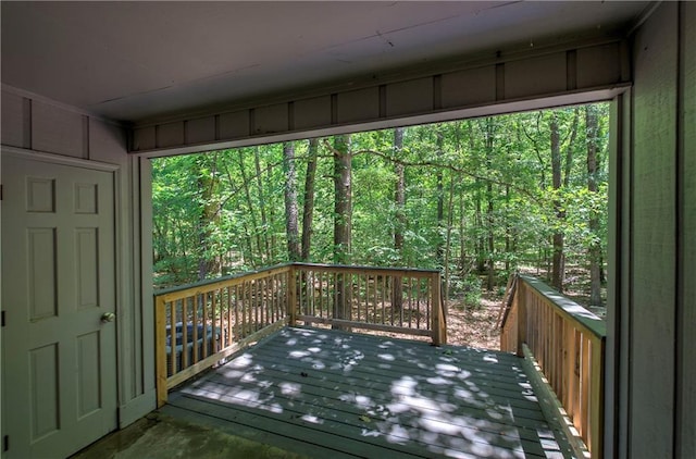 331 Leafmore Rd SW, Rome, GA 30165 - wooden terrace with a forest view