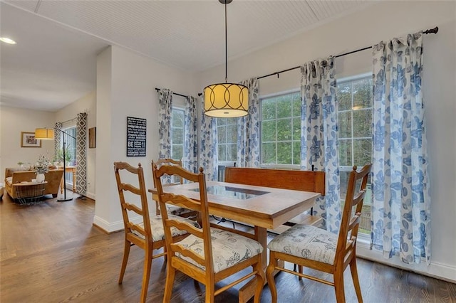 dining area with wood-type flooring